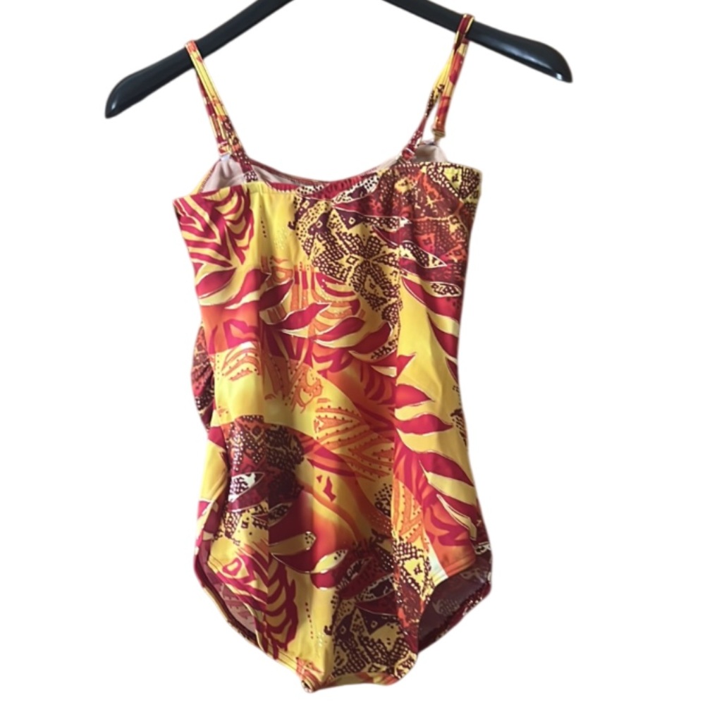 Gottex Silver Vibrant Colorful One Piece Swimsuit Removable Straps Size 12 - Picture 4 of 16